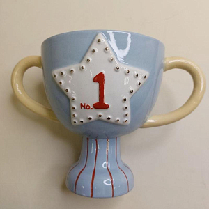 Ваза керамическая призовая Блумингвиль МИНИ (Bloomingville MINI) "Трофей", голубая (уцененный)